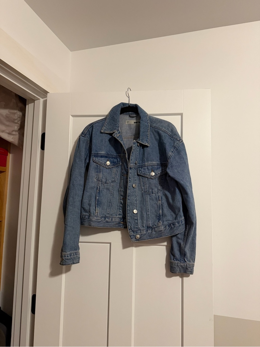 Topshop Classic Light Blue Cropped Denim Jacket - Women's
